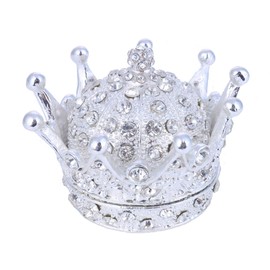 YU FENG Creative Vintage Crystal Crown Design Jewelry Box Ring Trinket Case Christmas Birthday Gift, Small