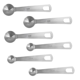 6 Pcs of Teaspoon Measuring Spoons, Stainless Steel Table Spoons 1 Tsp Scoop 1/4 Tablespoon, Comfortable Grip Handle, Precise Scale, Suitable for Kitchen Baking and Cooking, Etc.