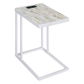 OSP Home Furnishings Designs Norwich Contemporary C-Table with Power, White Mosaic with White Frame