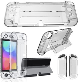 Elnicec Switch OLED Cover, Clear OLED Switch, OLED Model, Clear Cover, TPU Joy-Con (L)/(R) Cover, Partition Type Design, Easy to Put on and Take Off, No Yellowing, Ultra Thin, Lightweight, Ultra Shockproof, Fingerprint Resistant, Scratch Resistant, Full 