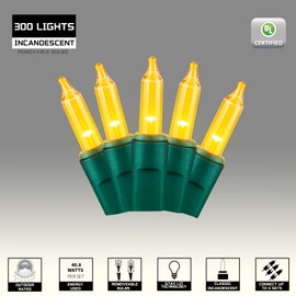 JUSTPRO 300LIGHTS(2*150L) YELLOW Extra-Bright With End Connectors Christmas Decorative Light 19.44m UL Certified Mini String Light Set Waterproof for Home Garden Holiday Tree Party Patio Decor Wedding