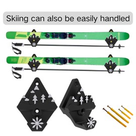 KONGISS Snow Ski Wall Mounts with Hooks,Snowboard Mount Storage Snowboard Display Wall Mount,Universal Fit Any Snow Skis, Snow Skis Rack (Black & White)