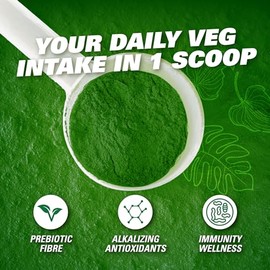 EHP Labs OxyGreens Super Greens - Superalimento en polvo de espirulina y clorella, jugo verde en polvo y suplementos de verduras con fibra prebiótica 