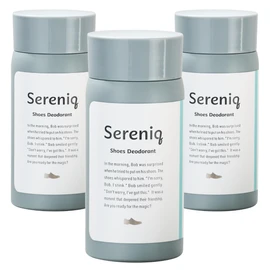 Serenik Shoe Deodorizer, Antibacterial, (99% Sweat Odor Control/Analytical Tested), Shoe Powder, Made in Japan, 1.9 oz (55 g), Eliminates Foot Odor, No Talc, Shoe Charm, 3 Pieces