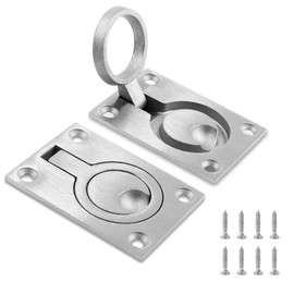 Jersvimc 2Pcs Marine Boat Ring Hatch Pull Handle, Flush Mount Cabinet Pulls Recessed Trap Door Handle 316 Stainless Steel Hidden Furniture Pull for Deck Drawer(Small Size)
