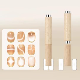 XEAOHESY 1 Piece Cat Eye Magnet for Nails Wooden Color Cylinder 4-in-1 Nail Magnets for Nail Art Detachable and Spliced Magnet for Cat Eye Gel Polish
