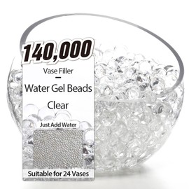 NOTCHIS 140,000 Clear Big Water Gel Beads Vase Fillers Floral Beads, Water Gel Beads Vase Filler for Christmas, Wedding Centerpiece, Candles, Floral Decorations