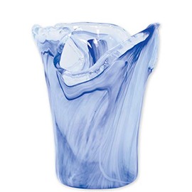 Vietri Onda Glass Cobalt Small Vase 6.75" D, 8.5" H Glass Flower Vase, Living Room Decor Glass Vase