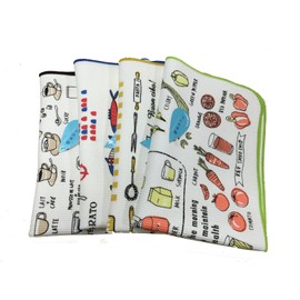 Made in Japan, Microfiber Water Absorption Drying Mat, Set of 4 Patterns, 11.8 x 15.7 inches (30 x 4