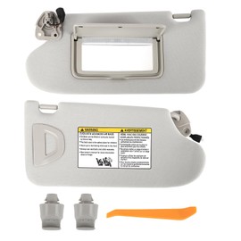 Sun Visor Pair with Clips Compatible with 2013-2018 Nissan Altima (Driver Left & Passenger Right Side), Cloth Fabric Sunvisor Assembly - (Color Gray