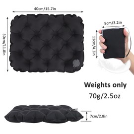 Inflatable Air Cushion Seat, Portable Travel Seat Cushion for Camping, Office Chair, and Long Sitting, Foldable and Lightweight Seat Pad for Comfort and Pressure Relief (black)