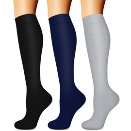 Compression Socks for Women & Men (3 pairs) - Best Support for Nurses, Running, Hiking, Recovery & Flight Socks
