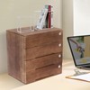 WOQLIBE Wood Desktop Organizer, Tabletop Storage Box w/ 4 Lockable