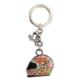 Eurofusioni Biker Peace and Love motorbike Keyring - Gift idea for motorbike and motocross enthusiast - Helmet 1 x 1,3 x 0,23 In