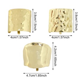 Honbay 3PCS Creative Metal Ponytail Cuffs for Low Ponytail Alloy Ponytail Buckle Decoration Hair Rings Hair Clips Fashion Cool Hair Accessories for Women (Gold)