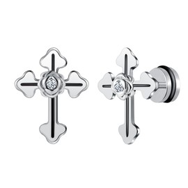 Yumilok Stainless Steel Earrings for Men Women Cubic Zirconia Cross Stud Cartilage Earrings Piercing, stainless steel