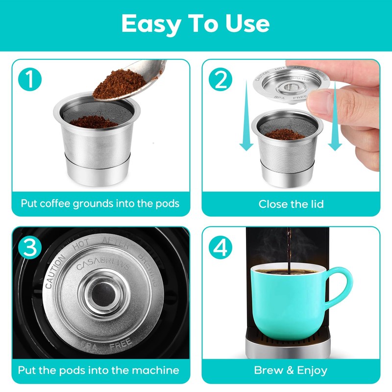 CASABREWS CASKF02 Reusable K Cup Filters, 2 Pack Stainless Steel