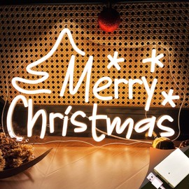 Merry Christmas Neon Signs USB&Battery Operated LED Chrismas Neon Sign for Christmas Decoration, Merry Christmas Light Up Sign for Living Room Bar Bedroom New Year Party Xmas Gifts