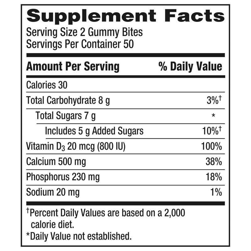 Caltrate Gummy Bites 500 mg Calcium and Vitamin D Supplement,