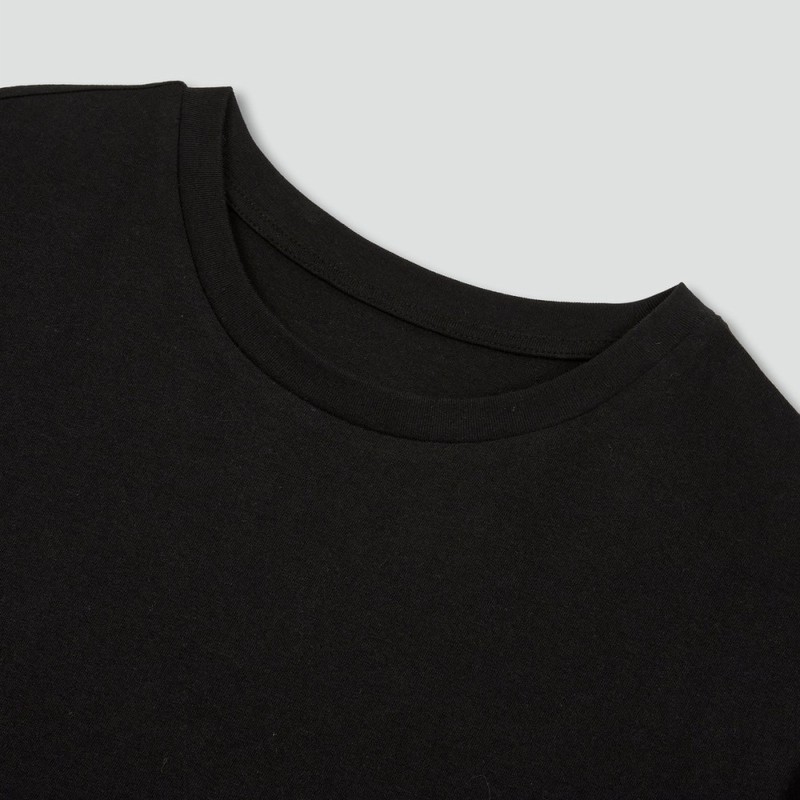 JAJU Smart Cotton Short-Sleeve Lounge Dress_Black