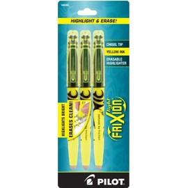 PILOT FriXion Light Erasable Highlighters Chisel Point Yellow Box of Six 3-pks 18 Pens total; Too Much, Uneven, or The Wrong Color Highlighted? No Need To Stress with America’s #1 Selling Pen Brand