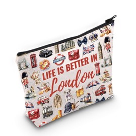 WCGXKO London Souvenir Makeup Bag London Themed Gift Life is Better in London Gift for London Lover (London Bag CA)