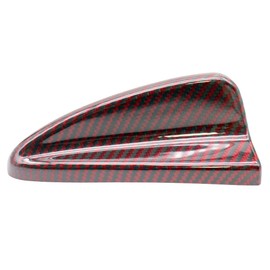Cobra-Tek Glossy Red Black Twill Weave Carbon Fiber Stick On Shark Fin Car Roof Topper