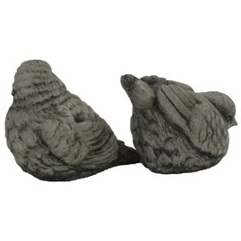 Fleur de Lis Garden Ornaments LLC European Robin Birds Pair Concrete Statues Cement Figurines Cast Stone Yard Art