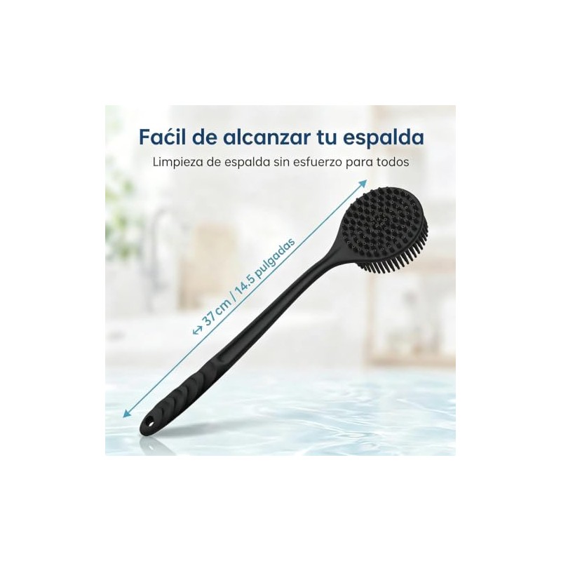 Negro Limpiador de Espalda de Silicona Cepillo de Ba?o para