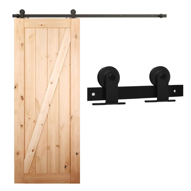 CCJH 5FT Sliding Barn Door Hardware Kit, Heavy Duty, Smoothly