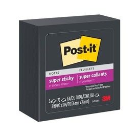 3M Post-it Notas Super Adhesivas color Negro, 5PK con 70 hohas