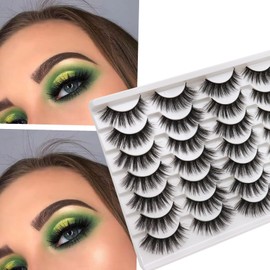 Losha Eyelashes Natural Look Faux Mink Lashes Pack Handmade Wispy False Eyelashes 14 Pairs Eye Lashes (F64)
