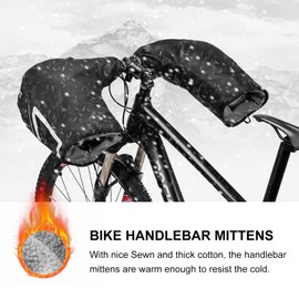 ROCKBROS Bar Handlebar Mittens Winter Fat Bike Mittens Extreme Cold Weather Gloves Mountain Commuter MTB Pogies Black