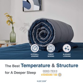 SLEEP ZONE Queen Comforter Duvet Insert, Down Alternative Reversible Comforter, Lightweight, Soft and Breathable Bedding All Season, A Side Navy + B Side Grey