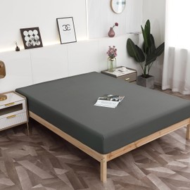 TXWDAQ Fitted Sheet Soft Brushed Microfiber 1800,Deep Pocket, Wrinkle & Fade Free (King,Deep Gray)