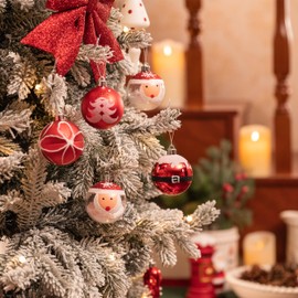 Valery Madelyn 9pcs 6cm Shatterproof Christmas Baubles,Traditional Red and White Christmas Ball Ornaments for Christmas Tree Decorations