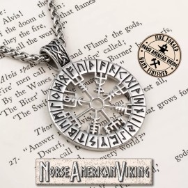 Norse American Viking Viking Vegvisir Compass Elder Futhark Rune Stainless Steel Pendant Necklace