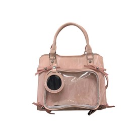 Peron 2-Way Handbag, Shoulder Bag, Tote Bag, Stuffed Toy, Can Badge Case, Pink Ribbon Included, Seikatsu, Pushing, Pink