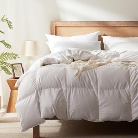 Alanzimo Feathers Down Comforter King Size Luxurious All Seasons Duvet Inserts - Ultra-Soft Noiselees Hotel Collection Duvet Insert Fluffy Medium Warmth Comforter with 8 Corner Tabs(106x90)