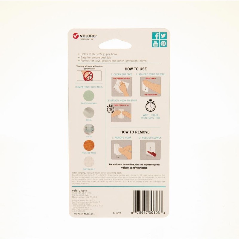 VELCRO Brand HANGables Removable Wall Hooks | Easy-to-Remove Wall Fasteners