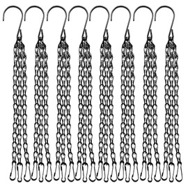 8 Pack 19.6（50cm） Inch Hanging Basket Chains 3 Point Black Metal Hanging Chains with Hooks for Plant Flower Pot Basket, Replacement Chain Hangers for Lantern, Bird Feeder, Planter, Indoor and Outdoor