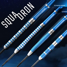 DESIGNA DARTS D0780 Squadron | 28g Premium 90% Tungsten Barrel Dart Set with Steel Tips including 3 Standard Flights, 3 Shafts, Point Protector and Bar Wallet, M3, Blue
