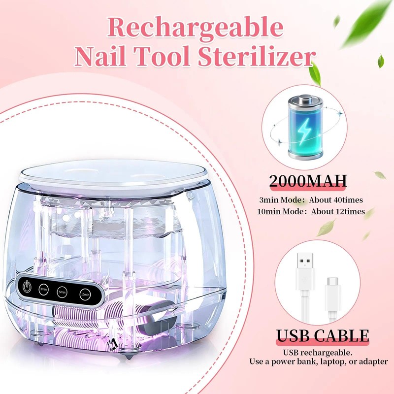 BQAN Rechargeable Nail Tool Cleaner, 3 Timers Mode Jewelry Cleaner,