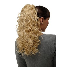 WIG ME UP - NC002-611 Hairpiece Ponytail Braid 2 Clips & Elastic Band Super Volume Curls Golden Blonde Approx. 45 cm