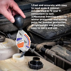 Coolant Tester Automotive Antifreeze Tester ABS Battery Hydrometer Tester Dial Type Antifreeze Coolant Car Battery Liquid Densitometer for Ethylene Glycol Coolant