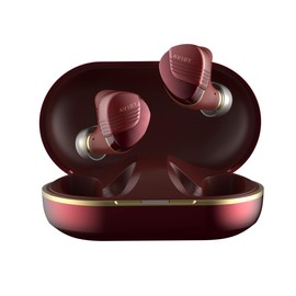 AVIOT TE-W1 Wireless Earbuds, Sound Coaxial 3D System, Adaptive Hybrid Noise Cancelling, High-Resolution Audio, LDAC Technology, Up to 50 Hours Playback, IPX4 Water Resistance (Dark Red)