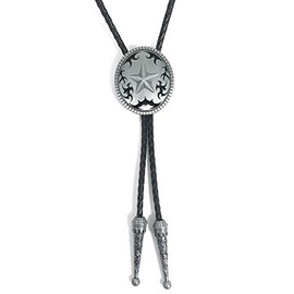 Ivory Falcon Western Bolo Tie, Silver Lone Star Bolo Tie Black