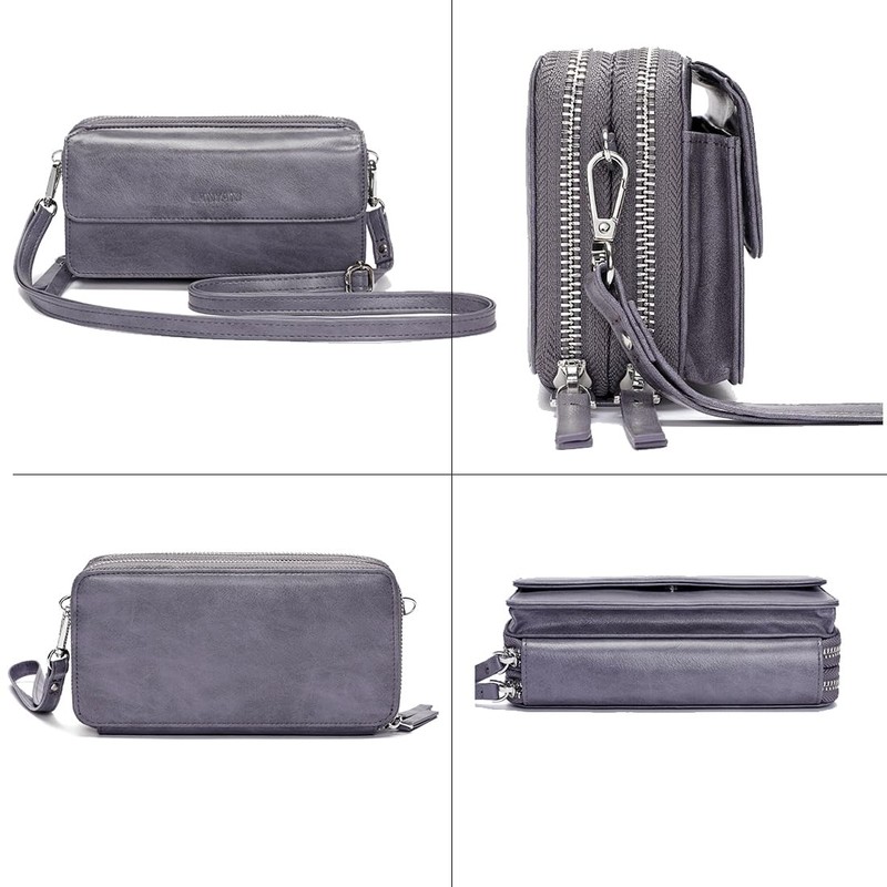 Lanyani RFID Crossbody Wallet Wristlet Purse with Phone Pocket For
