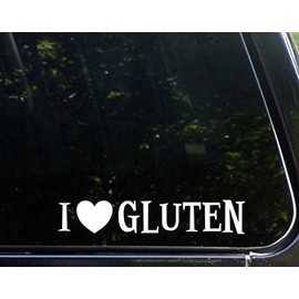 I Love Gluten- 8-3/4" x 1-1/2"- Vinyl Die Cut Decal/Bumper Sticker for Windows, Cars, Trucks, Laptops, Etc3