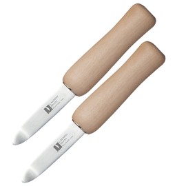 R Murphy/Ramelson New Haven Oyster Shucking Knife, Shucker Tool Opener, Curved Bent Tip, Wood Handle, Stainless Steel Blade, Made in USA, Regular (2 Pack)